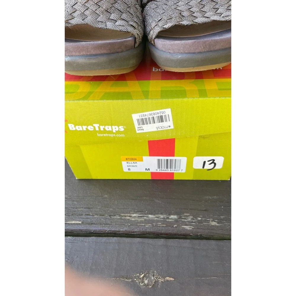 BareTraps Ellsa Bronze Woven‎ Wedge Sandals Womens 8 Metallic Slip On Mules